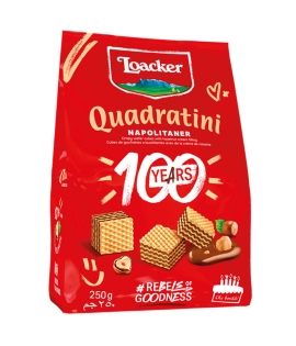 Loacker Quadratini Hazelnut Bite Size Wafer Cookies
