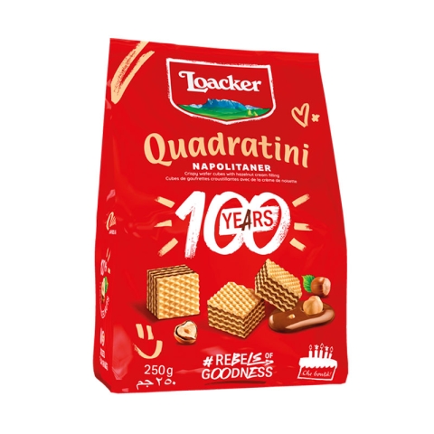 Loacker Quadratini Hazelnut Bite Size Wafer Cookies