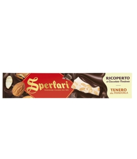 Torrone Sperlari Soft Nougat With Almonds Coated with Dark Chocolate 200g
