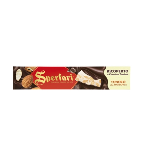 Torrone Sperlari Soft Nougat With Almonds Coated with Dark Chocolate 200g