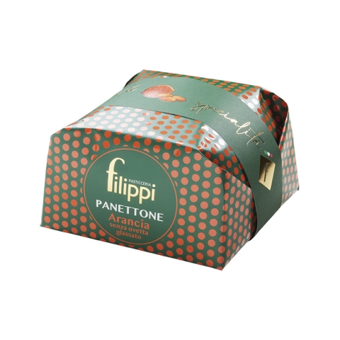 Filippi Iced Panettone with Candied Orange Without Raisins