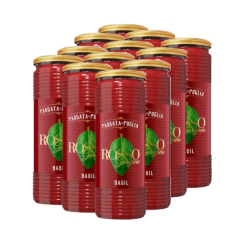 Rosso Gargano 12x690g Sauce Tomate et Basilic des Puglia Rosso Gargano 12x690g Sauce Tomate et Basilic des Puglia