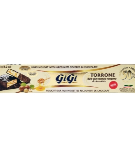 Torrone GiGi Hard Nougat With Hazelnuts Covered in Chocolate