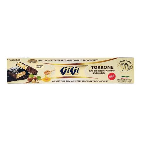 Torrone GiGi Hard Nougat With Hazelnuts Covered in Chocolate