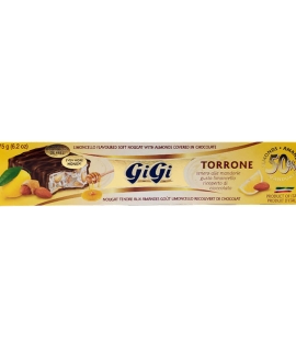 Torrone GiGi Limoncello Flavored Soft Nougat With Almonds Covered in Chocolate