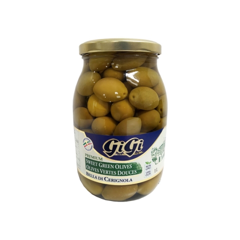 GiGi Sweet Green Cerignola Olives 1L