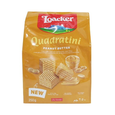 Loacker Quadratini Peanut Butter Bite Size Wafer Cookies