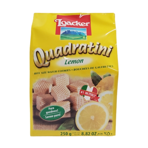 Loacker Quadratini Lemon Bite Size Wafer Cookies