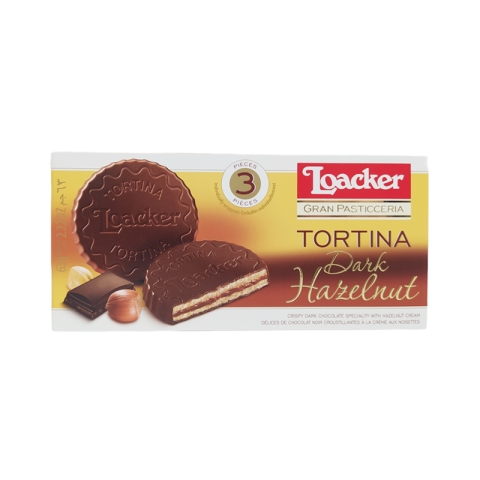Loacker Tortina Dark Chocolate Hazelnut Cookies