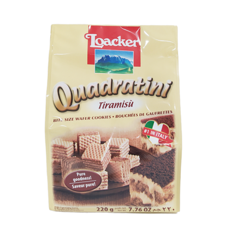 Loacker Quadratini Tiramisu Bite Size Wafer Cookies