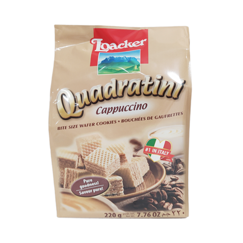 Loacker Quadratini Cappuccino Bite Size Wafer Cookies