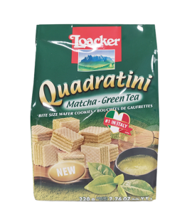 Loacker Quadratini Matcha Green Tea Bite Size Wafer Cookies