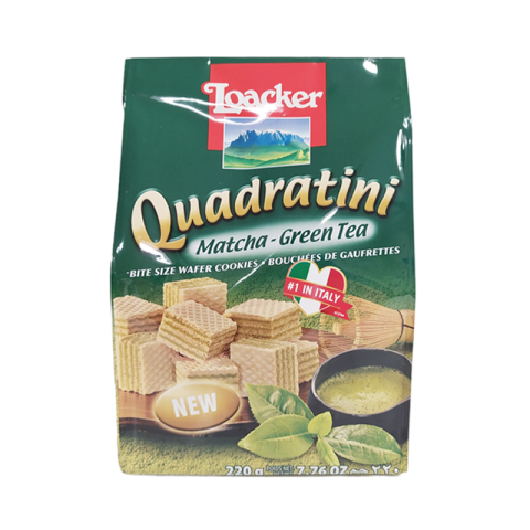 Loacker Quadratini Matcha Green Tea Bite Size Wafer Cookies