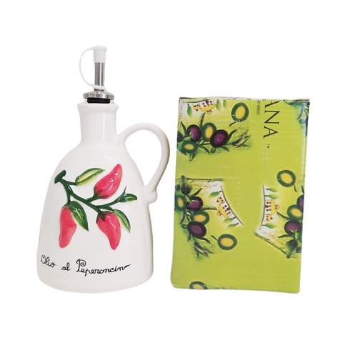 Toscana Oliera Ceramic Oil Cruet With Chilli Pepper